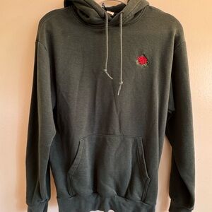 H&M Green Hoodie Sweatshirt with Embroidered Detail